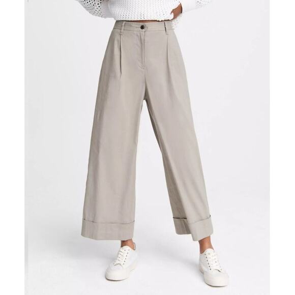 Rag & Bone Ivy Linen Blend Culotte Wide Leg Pants Sage Green Sz 8 Old Money - Picture 1 of 8